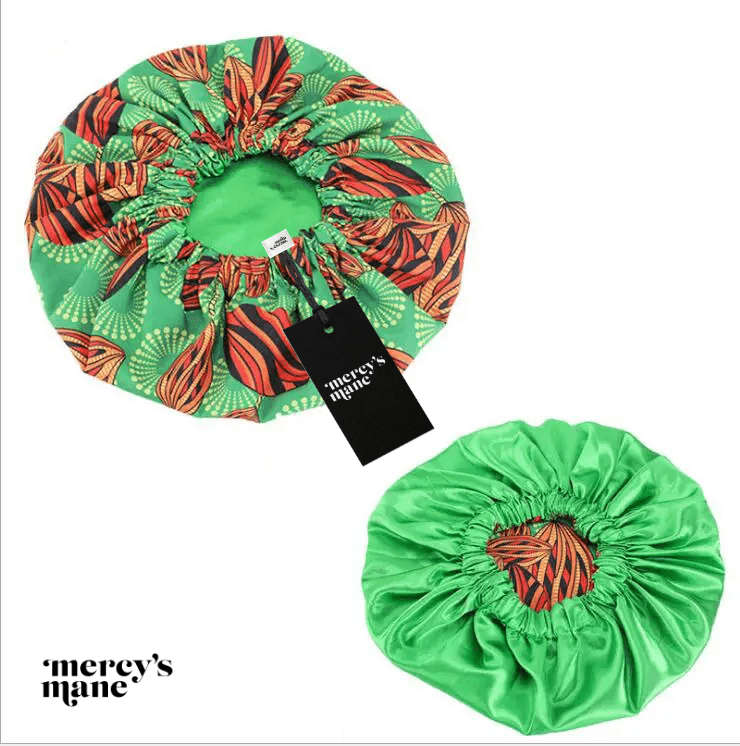 Green silk bonnet for sleeping