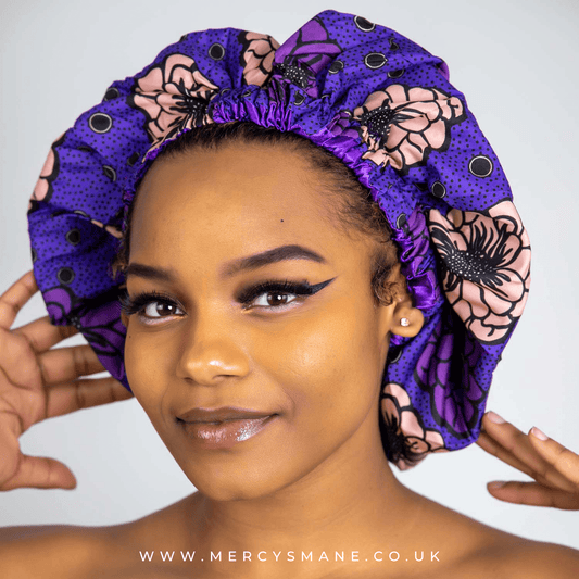 Adult Satin Bonnet For Sleeping - Purple Satin Bonnet - Satin Bonnet for Natural Hair - Satin Bonnet Benefits - Silk Cap - Night Cap