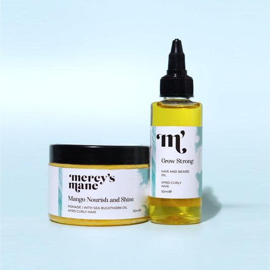 Natural Hair bundle with hair growth oil and a hair butter